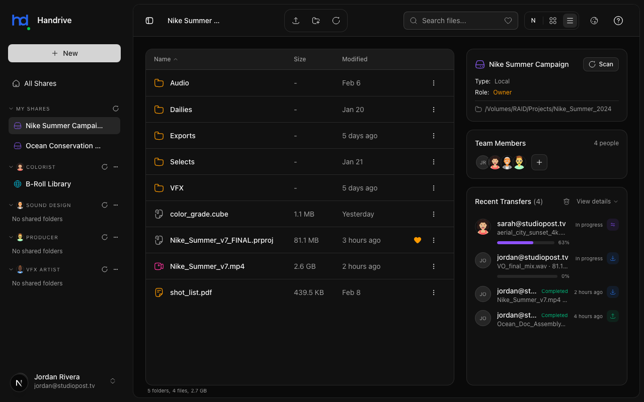 Handrive file browser interface